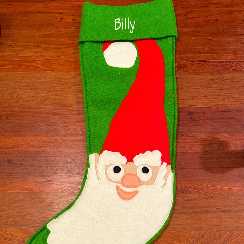 Hable Christmas stocking “Billy” embroidered name. Retail $49 + $6 embroidery